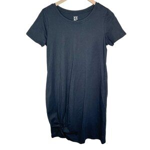 New York and Company Black Cotton tie knot T-Shirt Dress XS Pockets